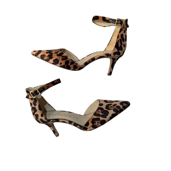 Sole Society Ankle Strap Pointed Toe Heel Leopard Size 7 - Picture 1 of 7